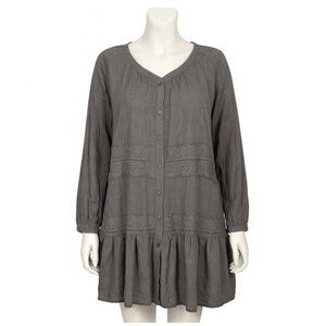 Miilla Clothing Dress S Gray Long Sleeve Boho Prairie Semi Sheer Romantic Goth